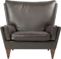 Billede af GUBI V11 Lounge Chair SH: 41 cm Fully Upholstered - Solid American Walnut/Smooth Leather Coffee 