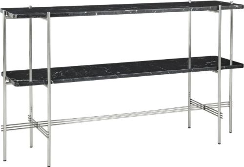 GUBI TS Console 120x30 cm - Polished Steel/Black Marquina Marble