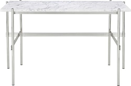 GUBI TS Desk 120x60 cm - Polished Steel/White Carrara Marble 