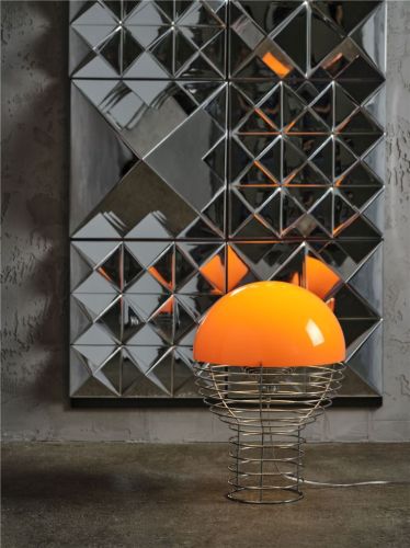 Verpan Wire Table Lamp Ø: 40 cm - Chrome/Orange 
