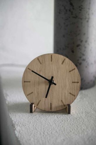 Hemverk Vægur Ø: 12 cm – Light Oak/Sort