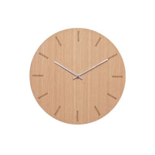 Hemverk Vægur Ø: 38 cm – Light Oak/Silver