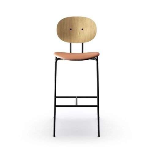 Sibast Furniture Piet Hein Bar Chair  Black - Oiled Oak/Silk Cognac
