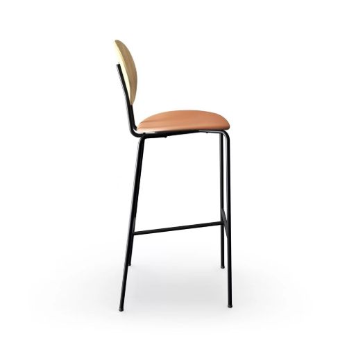 Sibast Furniture Piet Hein Bar Chair  Black - Oiled Oak/Silk Cognac