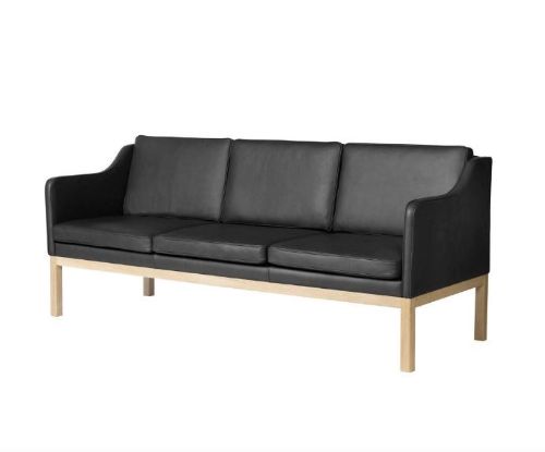 FDB Møbler J182 MK46 3 Personers Sofa L: 203 cm - Sort Læder