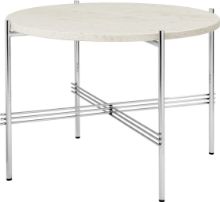 Billede af GUBI TS Coffee Table Ø: 55 cm - Polished Steel/Neutral White Travertine