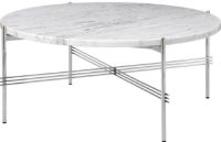 Billede af GUBI TS Coffee Table Ø: 80 cm - Polished Steel/White Carrara Marble 