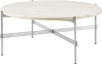 Billede af GUBI TS Coffee Table Ø: 80 cm - Polished Steel/Neutral White Travertine