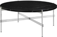 Billede af GUBI TS Coffee Table Ø: 80 cm - Polished Steel/Black Marquina Marble