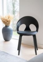 Billede af Vermund VL1100 Spisebordsstol SH: 46 cm - Sortbejdset Eg/Sierra Cognac Læder