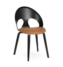 Billede af Vermund VL1100 Spisebordsstol SH: 46 cm - Sortbejdset Eg/Dunes Cognac Læder