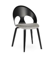 Billede af Vermund VL1100 Spisebordsstol SH: 46 cm - Sortbejdset Eg/Lysegrå Re-Wool