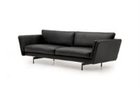 Billede af Mogens Hansen MH GRASP L Sofa L: 223 cm - Sort Baltique Luksuslæder/Runde ben i Børstet Stål