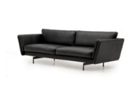 Billede af Mogens Hansen MH GRASP XL Sofa  L: 243 cm - Sort Baltique Luksuslæder/Runde Ben i Børstet Stål