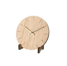 Billede af Hemverk Vægur Ø: 12 cm – Light Oak/Guld