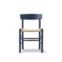 Billede af Fredericia Furniture 3239 J39 Mogensen Spisebordsstol SH: 46 cm - Indigo Blue Bøg/Naturfarvet Flet