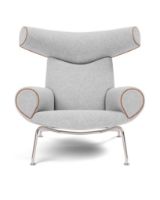 Billede af Fredericia Furniture Wegner Ox Chair  - Hallingdal 116/Max 95 Læder Cognac/Børstet Rustfrit Stål