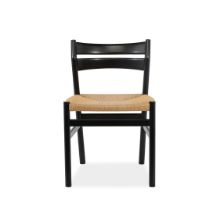 Billede af Bernstorffsminde Møbelfabrik BM1 Stol SH: 46 cm - Sortlakeret Eg/Natur Flet