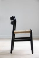 Billede af Bernstorffsminde Møbelfabrik BM1 Stol SH: 46 cm - Sortlakeret Eg/Natur Flet