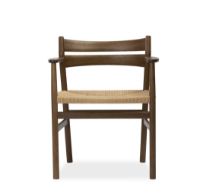 Billede af Bernstorffsminde Møbelfabrik BM2 Armstol SH: 46 cm - Oliebehandlet Røget Eg/Natur Flet