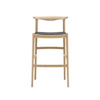 Billede af Bernstorffsminde Møbelfabrik Bridge Barstol SH: 75 cm - Sæbebehandlet Eg/Sort Læder