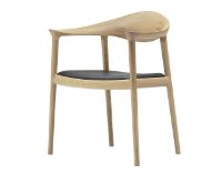 Billede af Bernstorffsminde Møbelfabrik Bridge Armstol SH: 43 cm - Sæbebehandlet Eg/Sort Læder