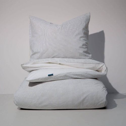 Auping Casual Squares Sengetøj 140x200 cm - Cream/Dark Blue