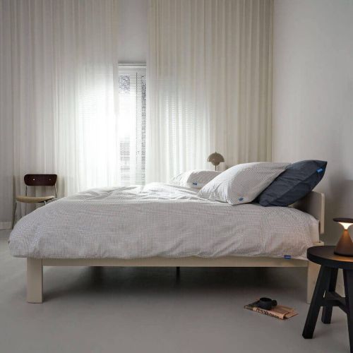 Auping Casual Squares Sengetøj 200x220 cm - Cream/Dark Blue