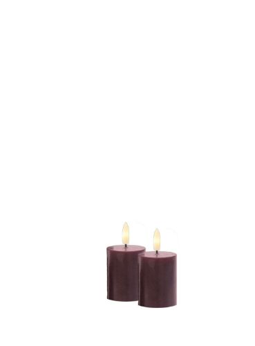 Sirius Sille Genopladelige LED Stearinlys Sæt 2 stk. 5x6,5 cm - Bordeaux