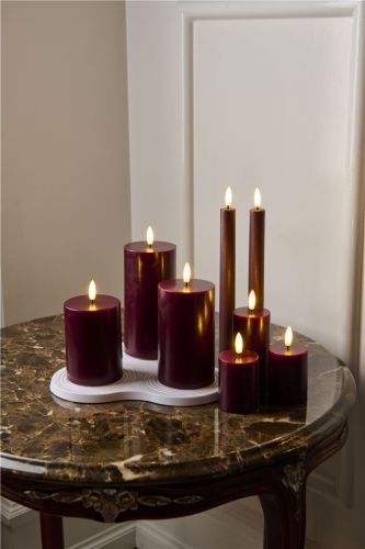 Sirius Sille Genopladelige LED Stearinlys Sæt 2 stk. 5x6,5 cm - Bordeaux
