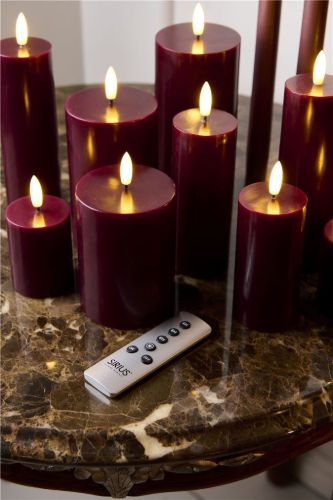 Sirius Sille Genopladelige LED Stearinlys Ø: 5 cm Sæt 3 stk. - Bordeaux