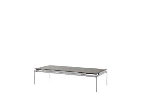 &Tradition Sett LN12 Coffee Table 140x60 cm - Dark Chrome Frame/Smoked Cast Glass