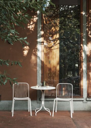 &Tradition Thorvald SC96 Space Copenhagen Cafe Table + SC94 Side Chair Havemøbelsæt - Ivory