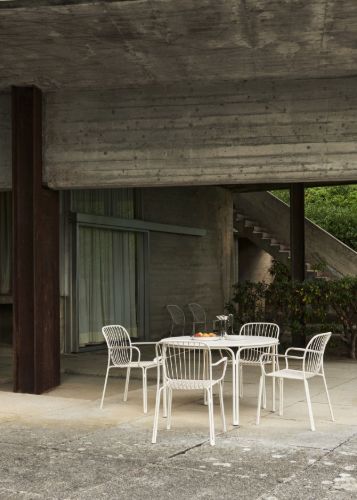 &Tradition Thorvald SC98 Space Copenhagen Dining Table + SC94 Side Chair Havemøbelsæt - Ivory