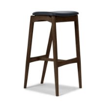 Billede af Sibast Furniture No 7 Barstol Høj H: 75 cm - Eg Mørk Olie/Sort Læder 