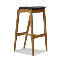 Billede af Sibast Furniture No 7 Barstol Høj H: 75 cm - Eg Natur Olie/Sort Læder 