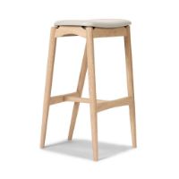Billede af Sibast Furniture No 7 Barstol Lav H: 65 cm - Eg Hvidolie/Lysegrå Læder 