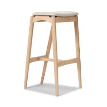 Billede af Sibast Furniture No 7 Barstol Lav H: 65 cm - Eg Hvidolie/Lysegrå Læder 