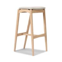 Billede af Sibast Furniture No 7 Barstol Høj H: 75 cm - Eg Hvidolie/Lysegrå Læder 