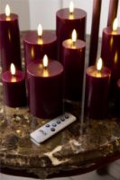 Billede af Sirius Sille Genopladelige LED Stearinlys Ø: 7,5 cm Sæt 3 stk. - Bordeaux