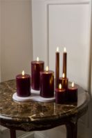 Billede af Sirius Sille Genopladelige LED Stearinlys Ø: 7,5 cm Sæt 3 stk. - Bordeaux