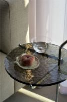 Billede af &Tradition Halten SH9 Side Table H: 65,7 cm - Polished Stainless Steel/Smoked Cast Glass