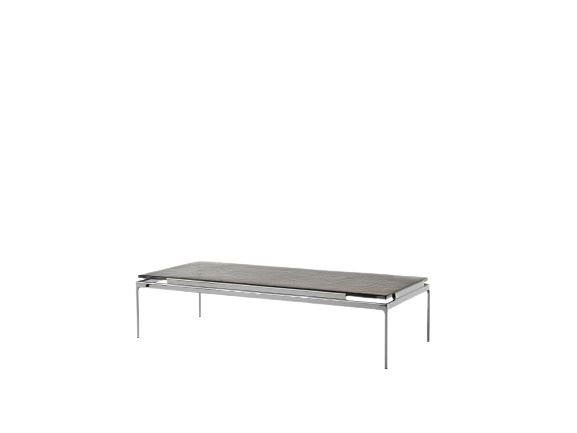 Billede af &Tradition Sett LN12 Coffee Table 140x60 cm - Dark Chrome Frame/Smoked Cast Glass