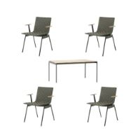 Billede af &Tradition Ville A25 Dining Table + Armchairs Havemøbelsæt - Bronze Green