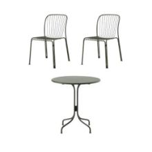 Billede af &Tradition Thorvald SC96 Space Copenhagen Cafe Table + SC94 Side Chair Havemøbelsæt - Bronze Green