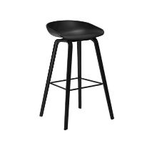 Billede af HAY AAS 32 Barstol High - Black Lacquered Oak/Black/Footrest Black Powder Coated Steel