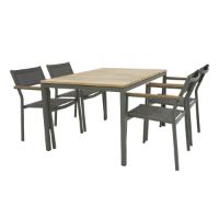 Billede af Mandalay Toscana Havebord L: 132 cm og 4 Elba Havestole - Olivengrøn 