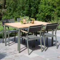 Billede af Mandalay Toscana Havebord L: 132 cm og 4 Elba Havestole - Olivengrøn 