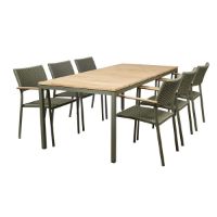 Billede af Mandalay Toscana Havebord L: 197 cm og 6 Siena Havestole - Olivengrøn 