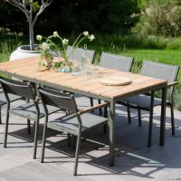 Billede af Mandalay Toscana Havebord L: 197 cm og 6 Elba Havestole - Olivengrøn 